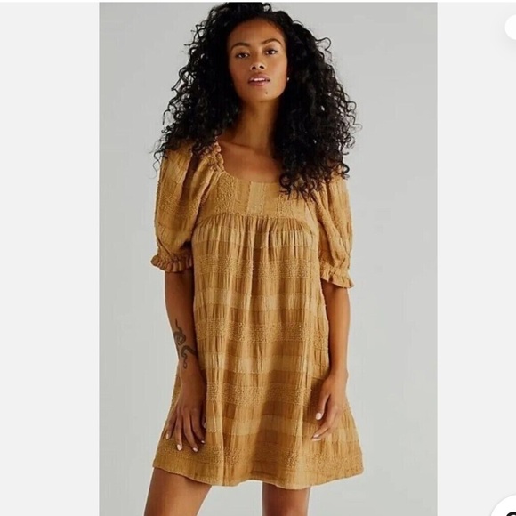 Free People Bask in the Sun Tunic Babydoll Textures Open Back Dress XS - Picture 1 of 14